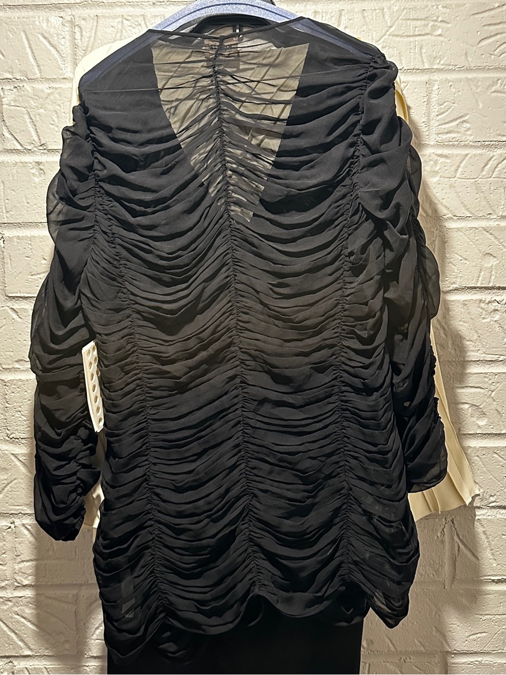 NWT Khaite Lita Ruched V-Neck Stretch Silk Black Top Size 10 - Picture 7 of 13